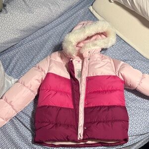 New Carters Pink Puffer Jacket with Faux Fur Hood size 12 youth